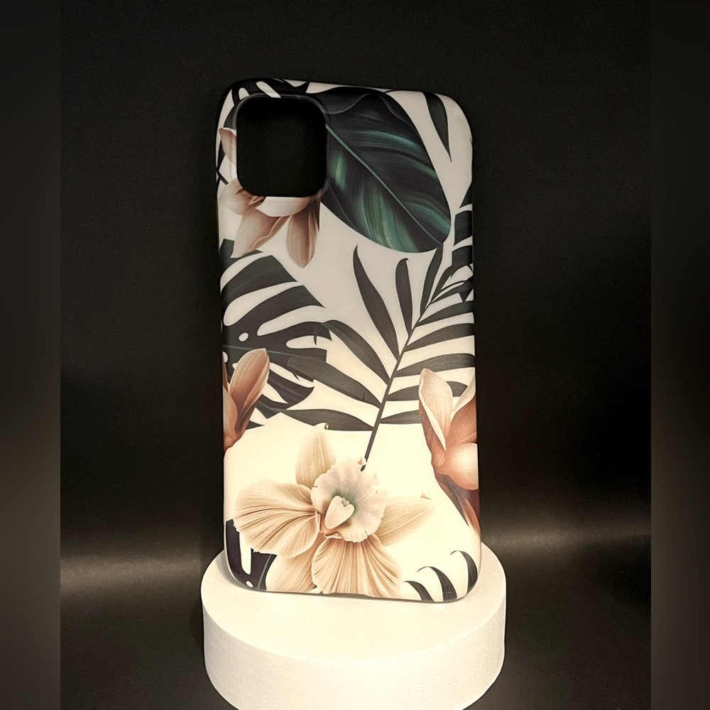 White, green floral print IPhone 11 case